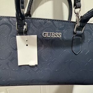 Guess Dark Blue Embossed Shoulder Bag